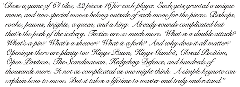 Chess a game of 64 squares....